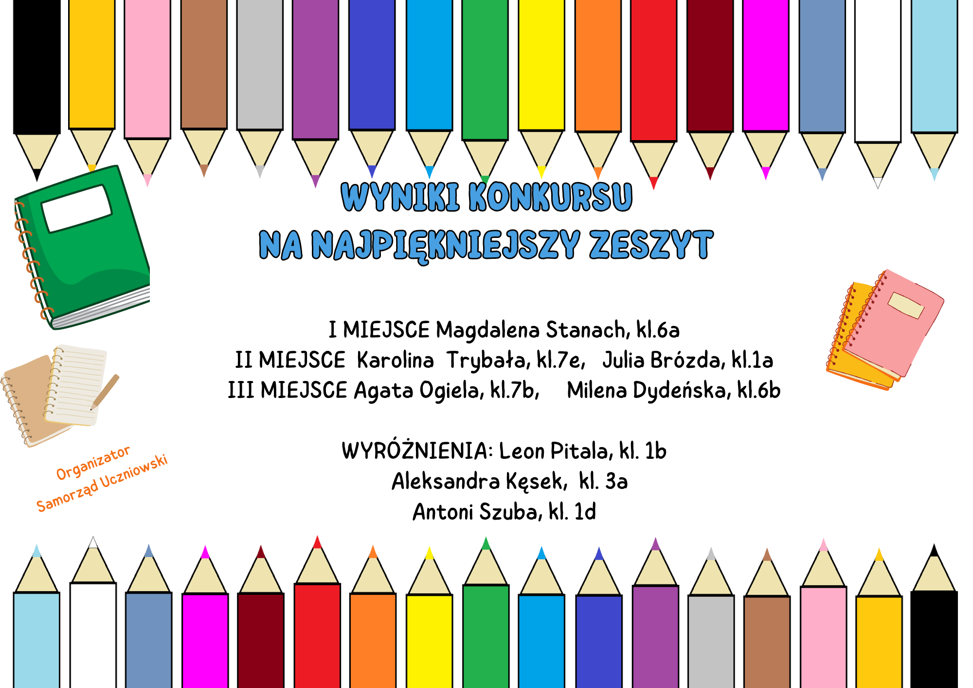 WYNIKI KONKURSU NA NAJPIĘKNIEJSZY ZESZYT