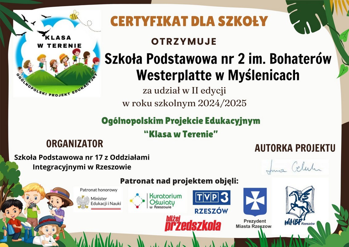 KLASA W TERENIE - NAUKA NA ŚWIEŻYM POWIETRZU!